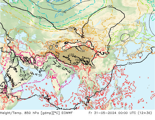 Z500/Regen(+SLP)/Z850 ECMWF vr 31.05.2024 00 UTC