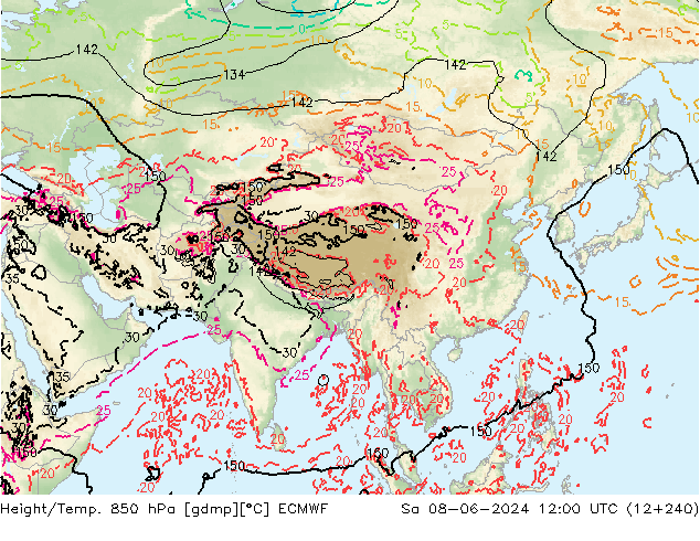 Z500/Rain (+SLP)/Z850 ECMWF Sa 08.06.2024 12 UTC