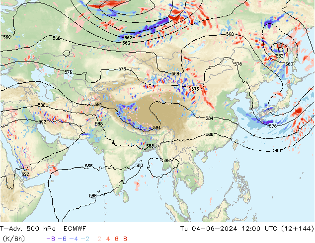 T-Adv. 500 hPa ECMWF Tu 04.06.2024 12 UTC