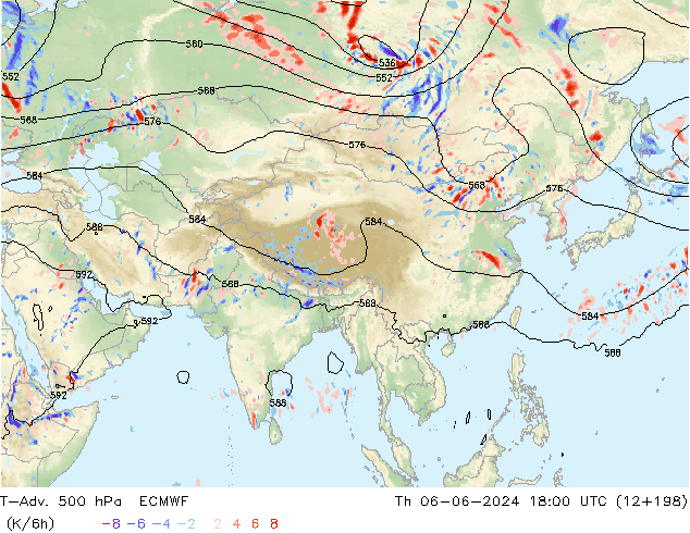 T-Adv. 500 hPa ECMWF Th 06.06.2024 18 UTC