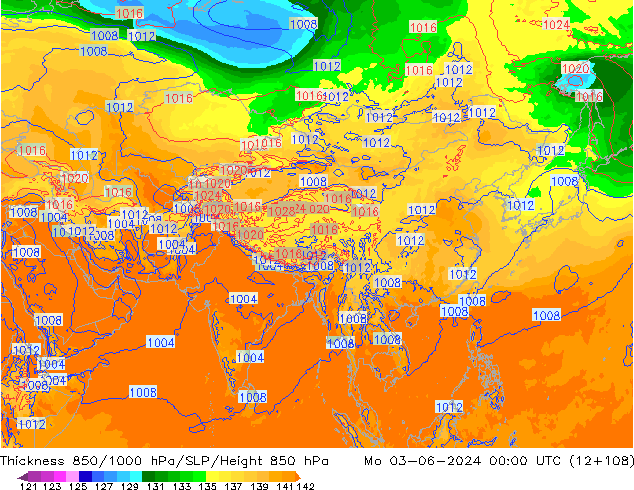 Thck 850-1000 hPa ECMWF Mo 03.06.2024 00 UTC