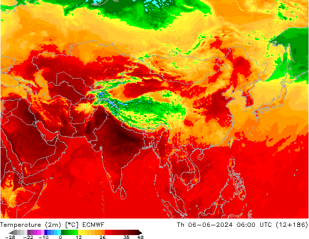 température (2m) ECMWF jeu 06.06.2024 06 UTC