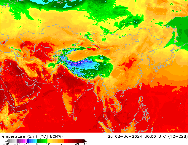 Sıcaklık Haritası (2m) ECMWF Cts 08.06.2024 00 UTC