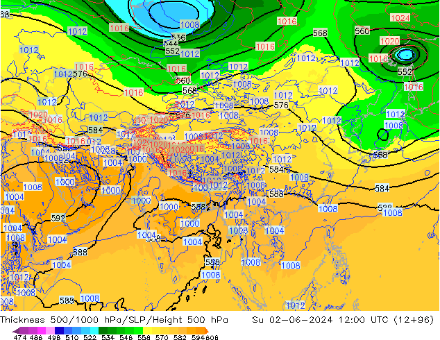 Thck 500-1000hPa ECMWF  02.06.2024 12 UTC