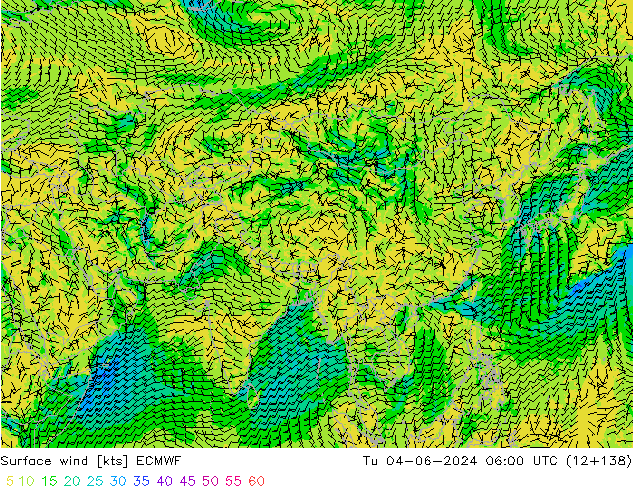 Bodenwind ECMWF Di 04.06.2024 06 UTC