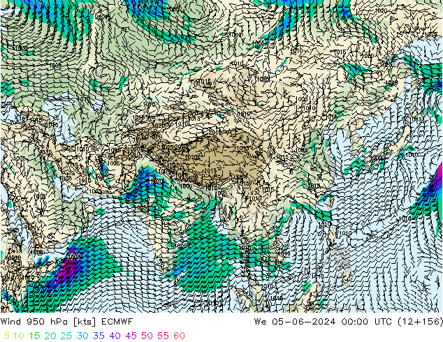 wiatr 950 hPa ECMWF śro. 05.06.2024 00 UTC