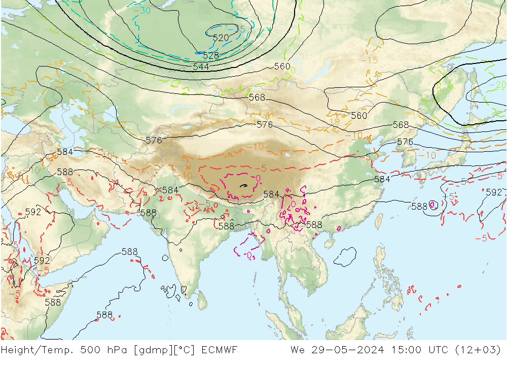 Height/Temp. 500 hPa ECMWF We 29.05.2024 15 UTC