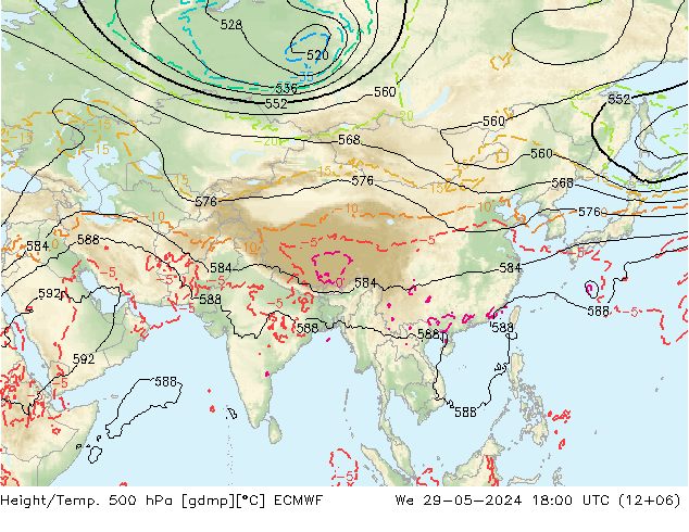 Z500/Rain (+SLP)/Z850 ECMWF We 29.05.2024 18 UTC