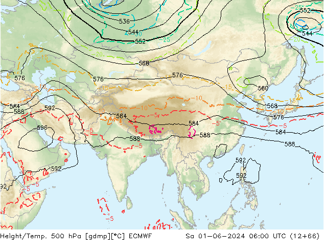 Z500/Rain (+SLP)/Z850 ECMWF Sa 01.06.2024 06 UTC