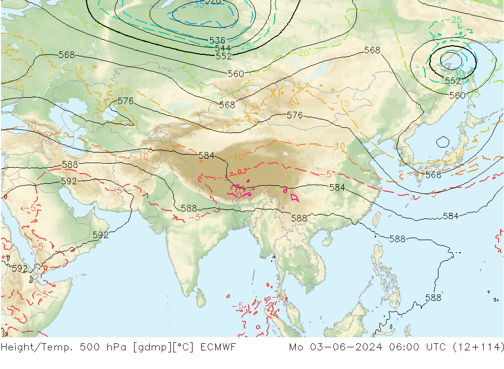 Z500/Rain (+SLP)/Z850 ECMWF lun 03.06.2024 06 UTC