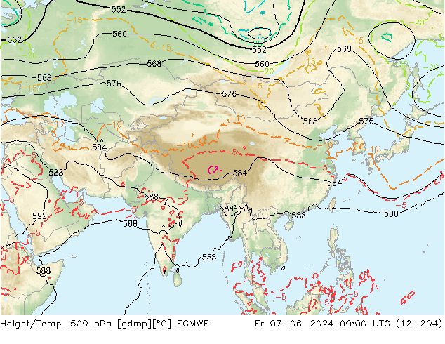 Z500/Rain (+SLP)/Z850 ECMWF ven 07.06.2024 00 UTC