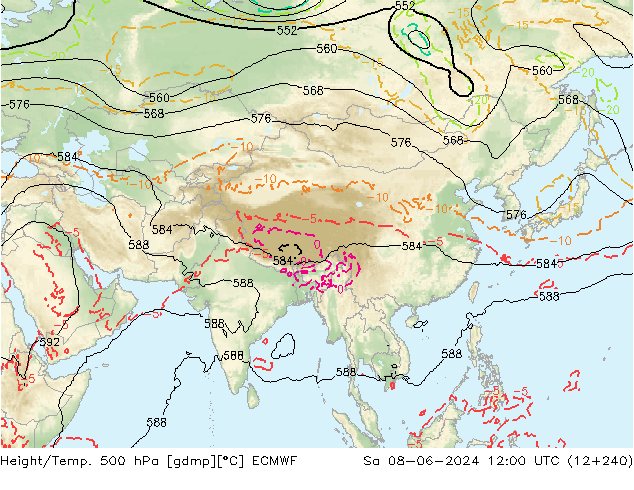 Z500/Rain (+SLP)/Z850 ECMWF sáb 08.06.2024 12 UTC