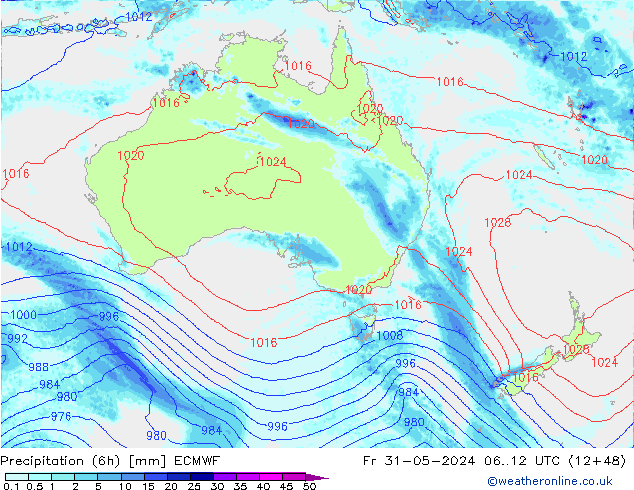 Z500/Rain (+SLP)/Z850 ECMWF Fr 31.05.2024 12 UTC