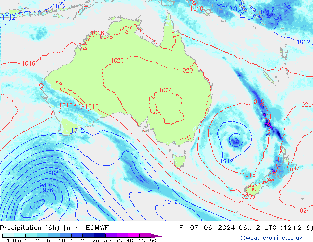 Z500/Rain (+SLP)/Z850 ECMWF Fr 07.06.2024 12 UTC