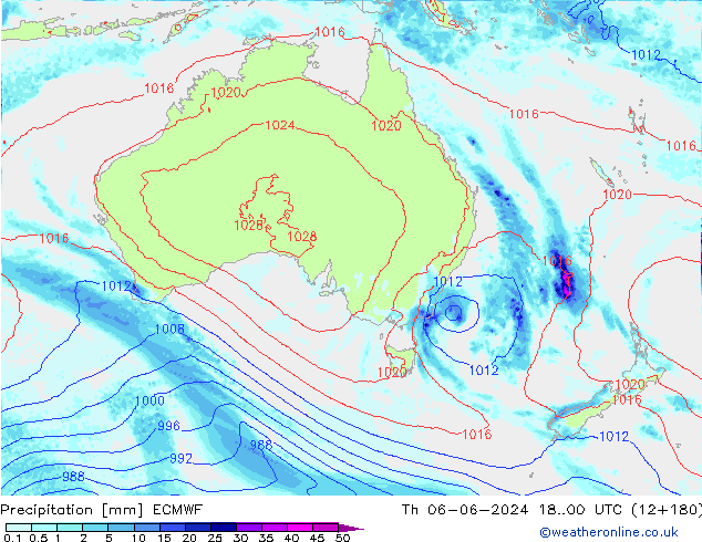 Srážky ECMWF Čt 06.06.2024 00 UTC