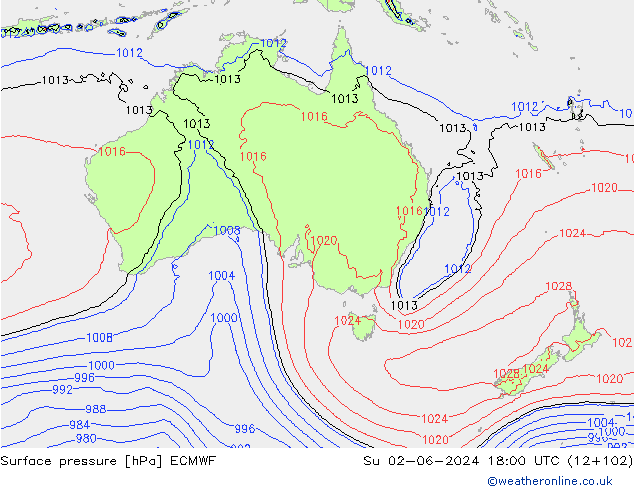 Surface pressure ECMWF Su 02.06.2024 18 UTC