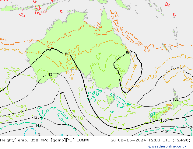 Height/Temp. 850 hPa ECMWF Dom 02.06.2024 12 UTC