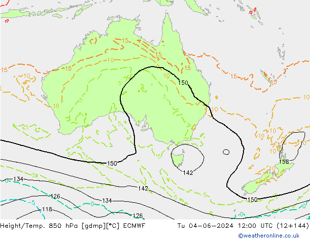 Z500/Rain (+SLP)/Z850 ECMWF wto. 04.06.2024 12 UTC