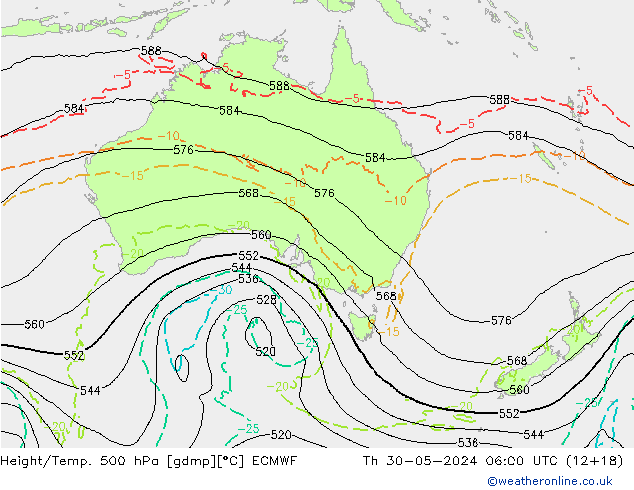 Z500/Rain (+SLP)/Z850 ECMWF czw. 30.05.2024 06 UTC