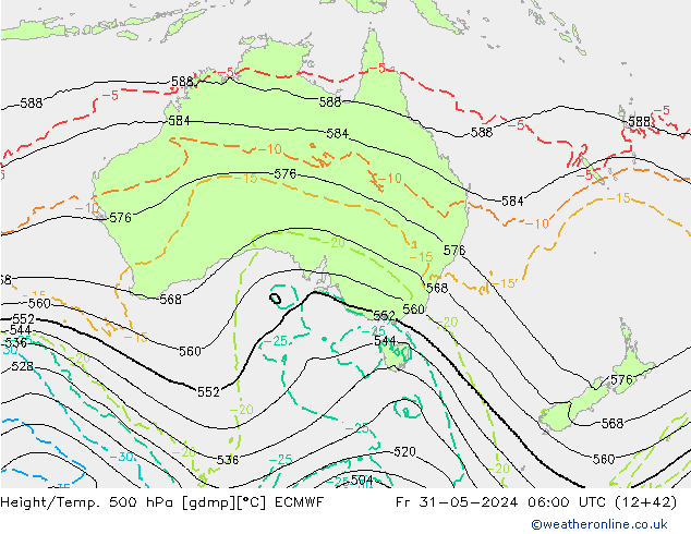 Z500/Rain (+SLP)/Z850 ECMWF Pá 31.05.2024 06 UTC