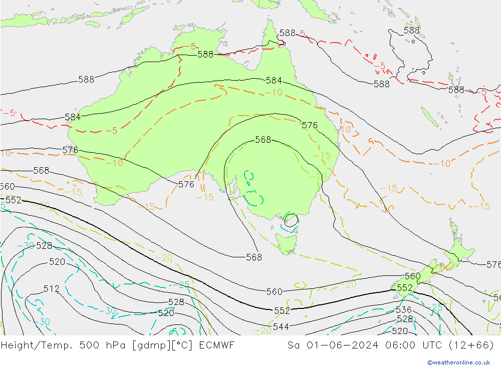 Z500/Yağmur (+YB)/Z850 ECMWF Cts 01.06.2024 06 UTC