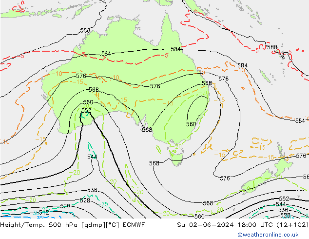 Z500/Rain (+SLP)/Z850 ECMWF Su 02.06.2024 18 UTC