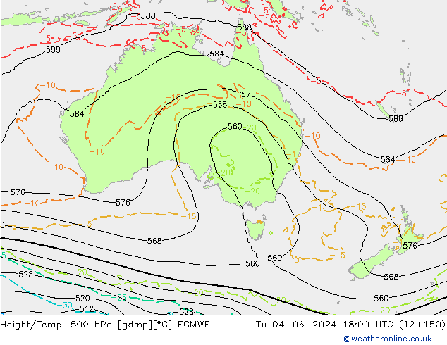 Z500/Rain (+SLP)/Z850 ECMWF Tu 04.06.2024 18 UTC