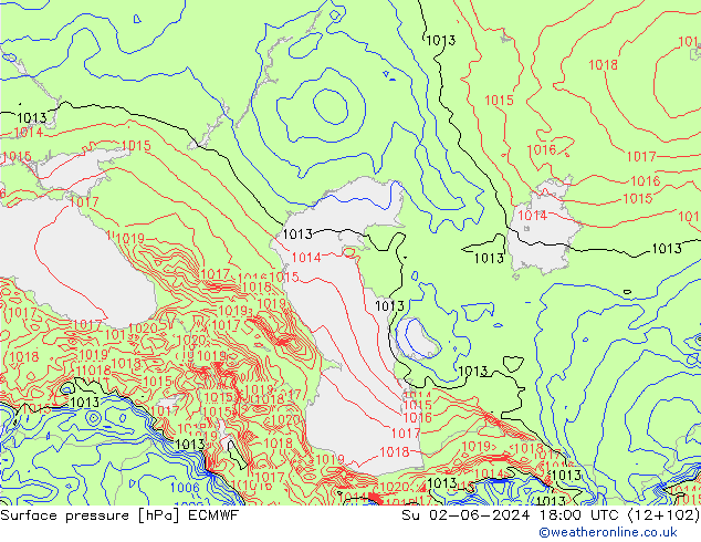 Surface pressure ECMWF Su 02.06.2024 18 UTC