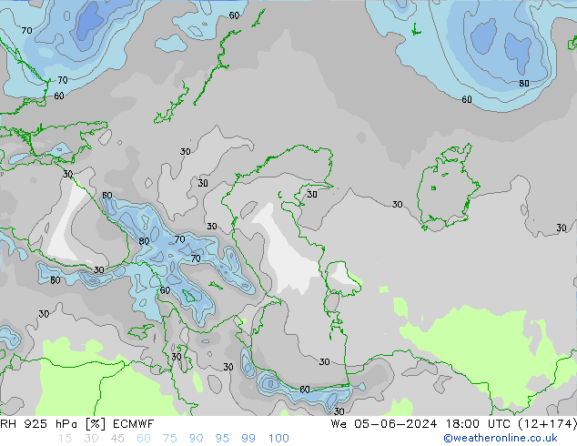 RH 925 hPa ECMWF mer 05.06.2024 18 UTC