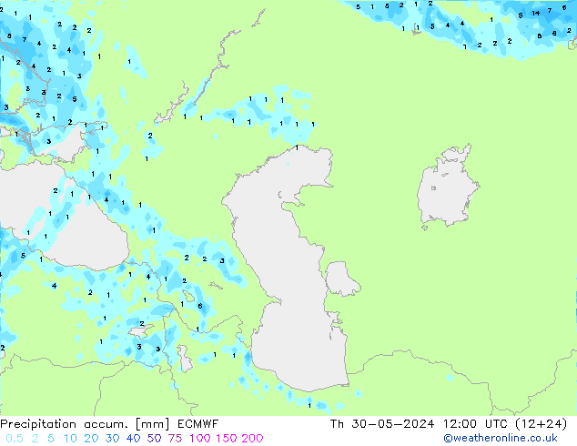 Precipitación acum. ECMWF jue 30.05.2024 12 UTC