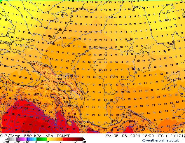 SLP/Temp. 850 hPa ECMWF We 05.06.2024 18 UTC