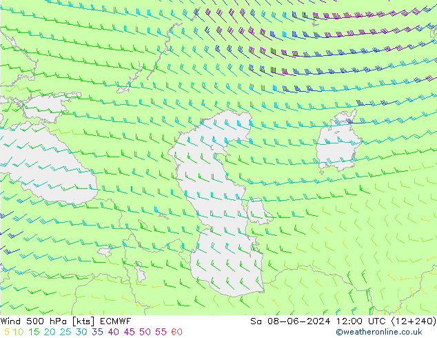 Vento 500 hPa ECMWF Sáb 08.06.2024 12 UTC