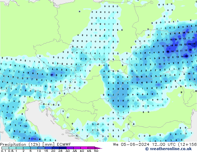 Precipitation (12h) ECMWF St 05.06.2024 00 UTC