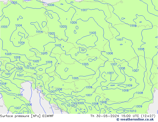 Surface pressure ECMWF Th 30.05.2024 15 UTC