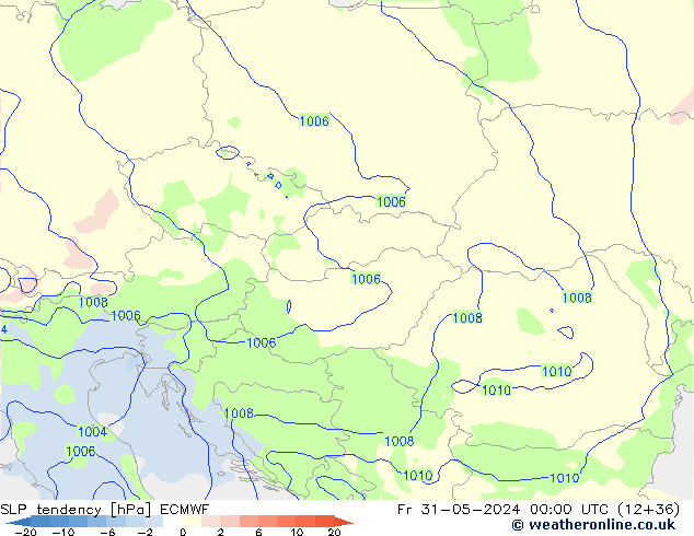 SLP tendency ECMWF Pá 31.05.2024 00 UTC