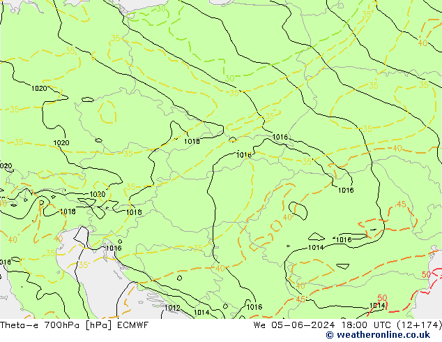 Theta-e 700hPa ECMWF  05.06.2024 18 UTC