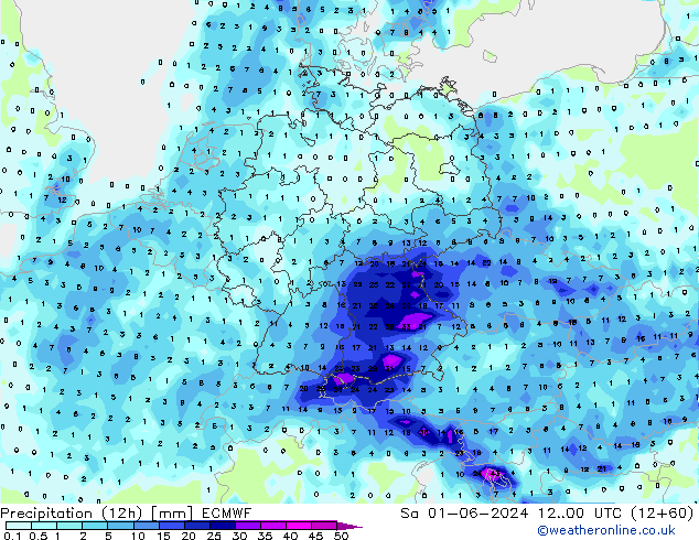 opad (12h) ECMWF so. 01.06.2024 00 UTC