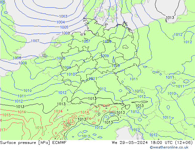 Bodendruck ECMWF Mi 29.05.2024 18 UTC