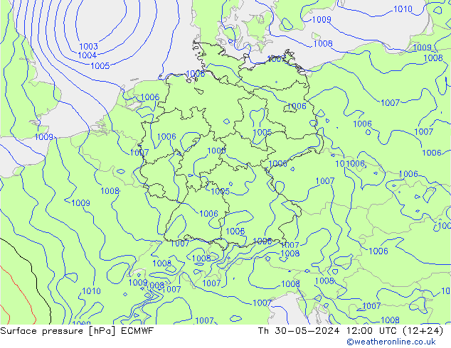 Luchtdruk (Grond) ECMWF do 30.05.2024 12 UTC