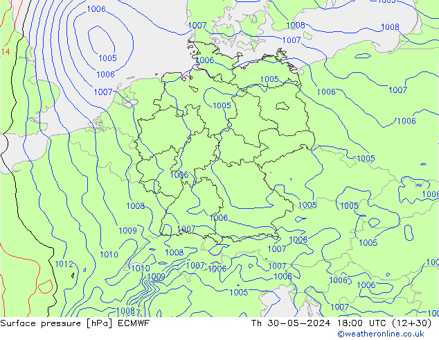 Bodendruck ECMWF Do 30.05.2024 18 UTC