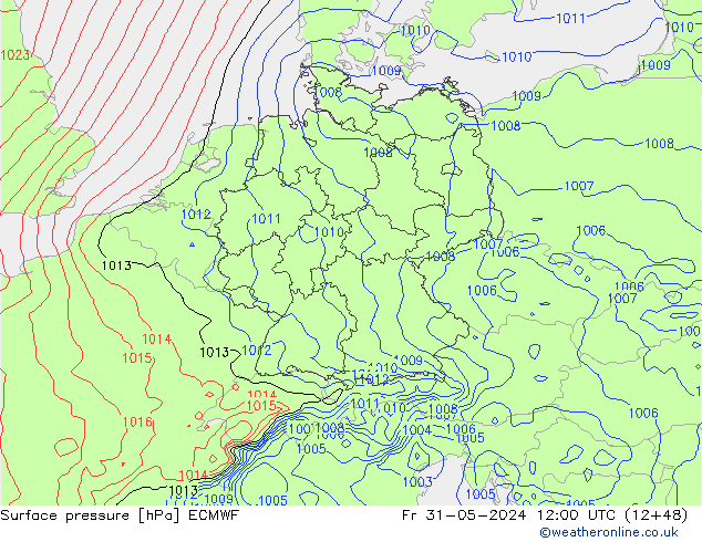 Atmosférický tlak ECMWF Pá 31.05.2024 12 UTC