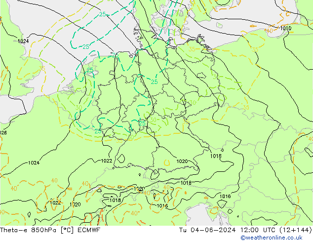 Theta-e 850hPa ECMWF mar 04.06.2024 12 UTC
