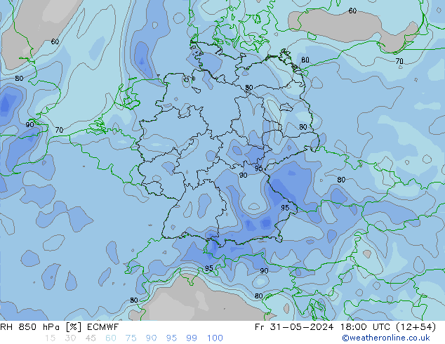 RH 850 hPa ECMWF  31.05.2024 18 UTC