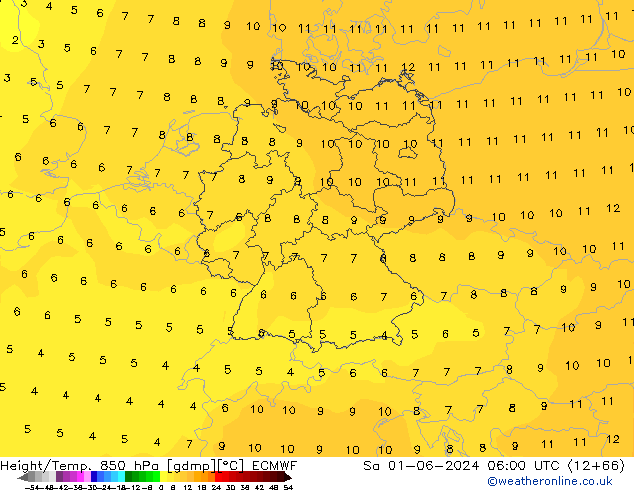 Z500/Rain (+SLP)/Z850 ECMWF Sa 01.06.2024 06 UTC