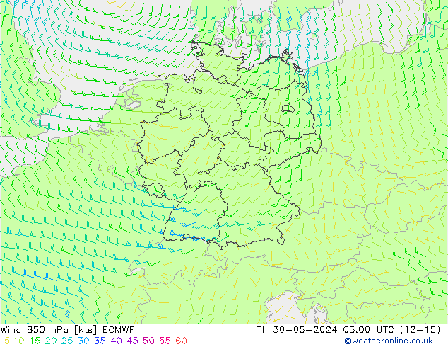 Rüzgar 850 hPa ECMWF Per 30.05.2024 03 UTC