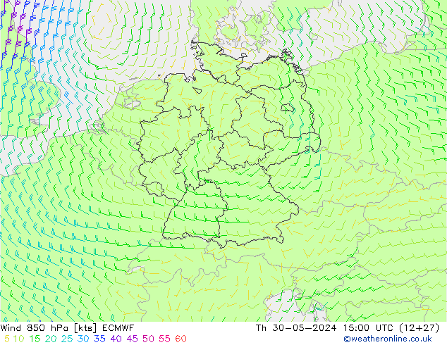 Vent 850 hPa ECMWF jeu 30.05.2024 15 UTC