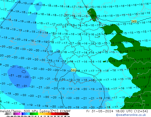 Hoogte/Temp. 500 hPa ECMWF vr 31.05.2024 18 UTC