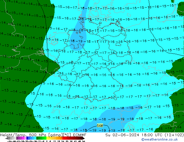 Z500/Rain (+SLP)/Z850 ECMWF Вс 02.06.2024 18 UTC