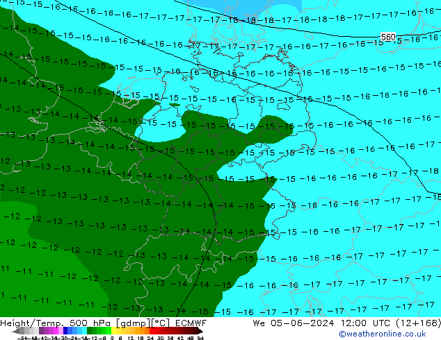 Z500/Rain (+SLP)/Z850 ECMWF mer 05.06.2024 12 UTC