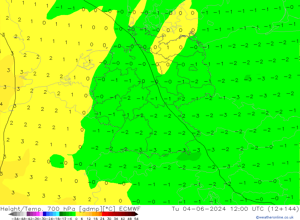 Geop./Temp. 700 hPa ECMWF mar 04.06.2024 12 UTC